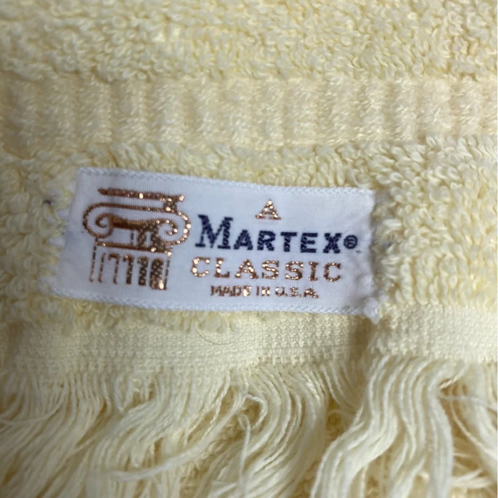 Martex Classic Hand Towels Lot Of 2 Made In USA Yellow Vintage